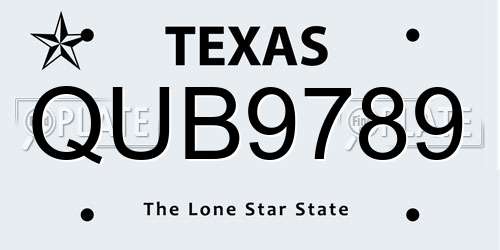 QUB9789 Texas License Plate