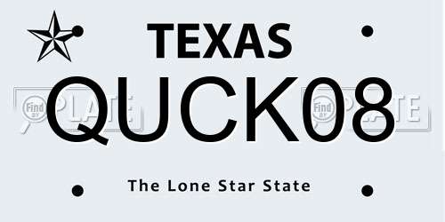 QUCK08 Texas License Plate