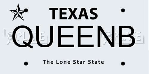 QUEENB Texas License Plate