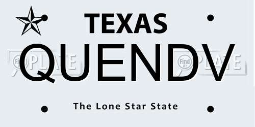 QUENDV Texas License Plate