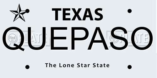 QUEPASO Texas License Plate