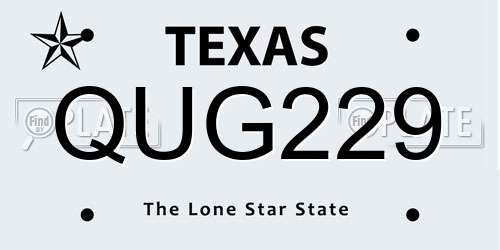 QUG229 Texas License Plate