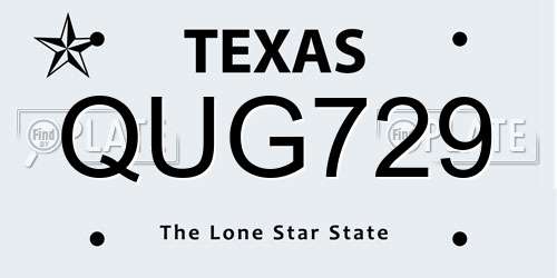 QUG729 Texas License Plate