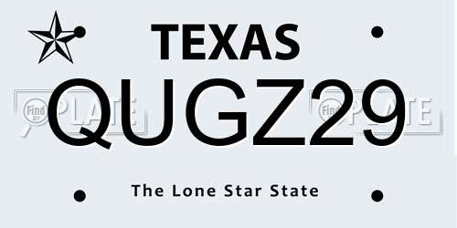 QUGZ29 Texas License Plate