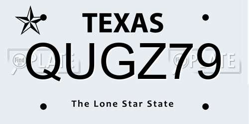 QUGZ79 Texas License Plate