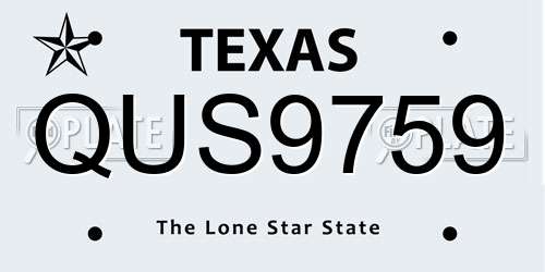 QUS9759 Texas License Plate