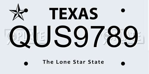 QUS9789 Texas License Plate