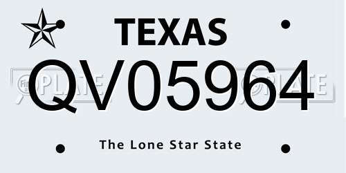 QV05964 Texas License Plate