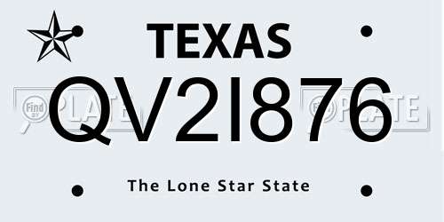 QV2I876 Texas License Plate