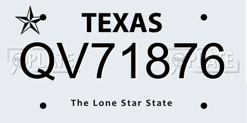 QV71876 Texas License Plate