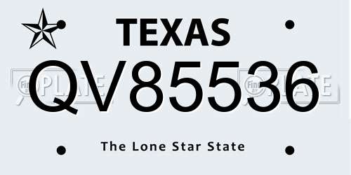 QV85536 Texas License Plate