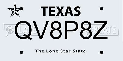QV8P8Z Texas License Plate