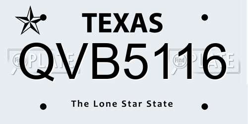 QVB5116 Texas License Plate