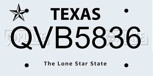 QVB5836 Texas License Plate