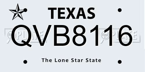 QVB8116 Texas License Plate