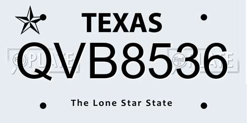 QVB8536 Texas License Plate