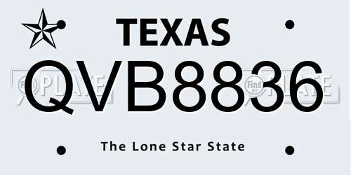 QVB8836 Texas License Plate
