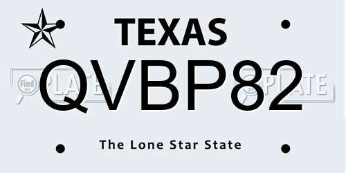 QVBP82 Texas License Plate