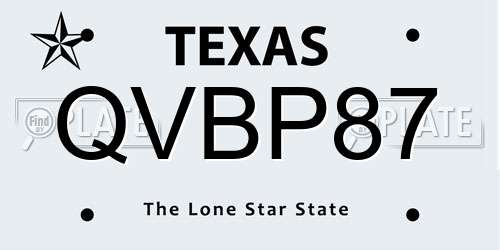 QVBP87 Texas License Plate