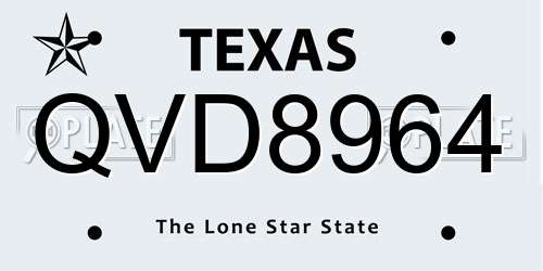 QVD8964 Texas License Plate