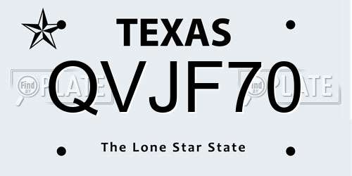 QVJF70 Texas License Plate