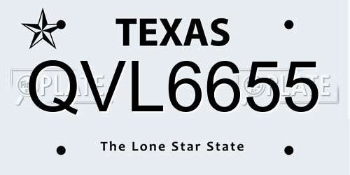 QVL6655 Texas License Plate