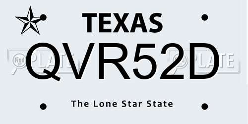 QVR52D Texas License Plate