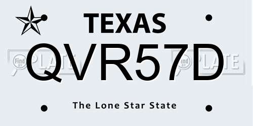 QVR57D Texas License Plate