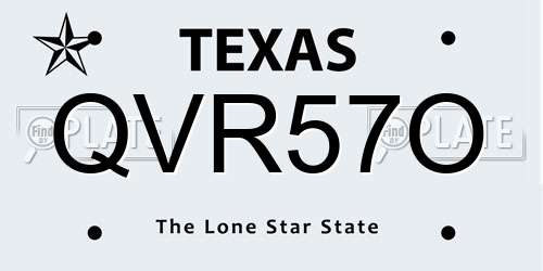 QVR57O Texas License Plate