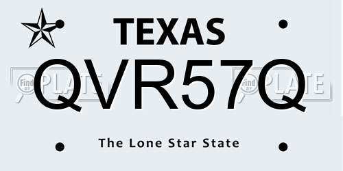 QVR57Q Texas License Plate