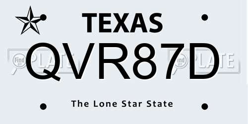 QVR87D Texas License Plate