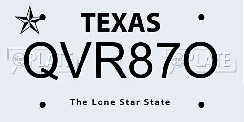 QVR87O Texas License Plate