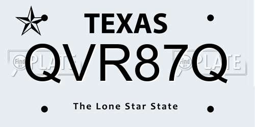 QVR87Q Texas License Plate
