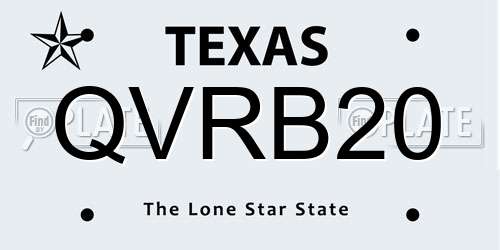 QVRB20 Texas License Plate