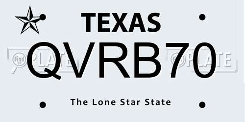 QVRB70 Texas License Plate