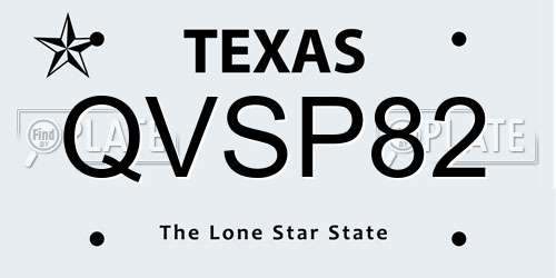 QVSP82 Texas License Plate