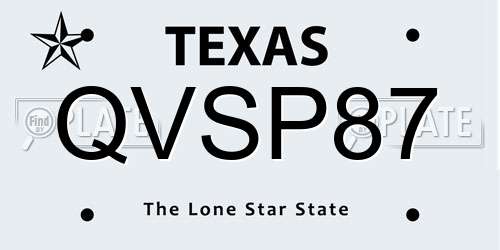 QVSP87 Texas License Plate