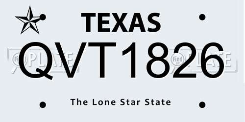 QVT1826 Texas License Plate