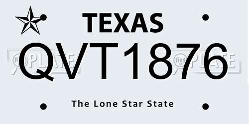 QVT1876 Texas License Plate