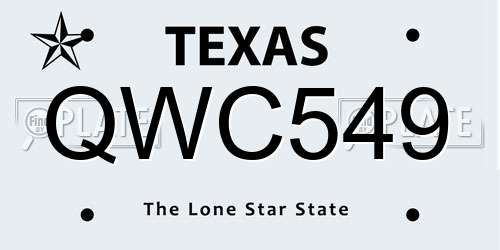 QWC549 Texas License Plate