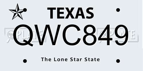 QWC849 Texas License Plate