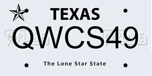 QWCS49 Texas License Plate