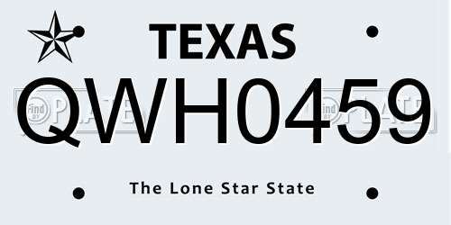 QWH0459 Texas License Plate