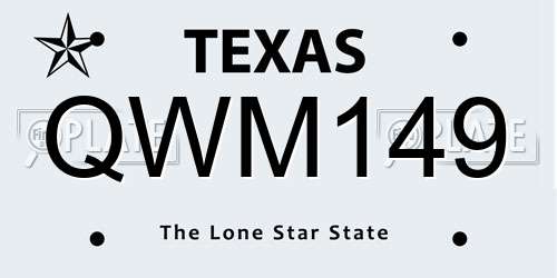QWM149 Texas License Plate