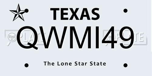 QWMI49 Texas License Plate