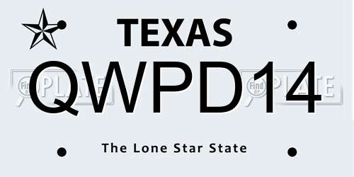 QWPD14 Texas License Plate