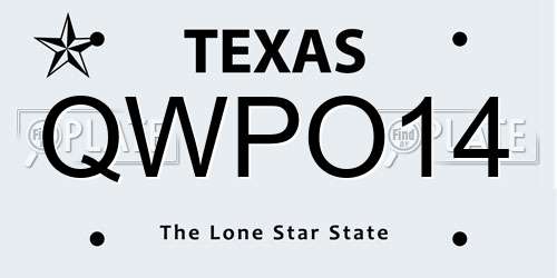 QWPO14 Texas License Plate