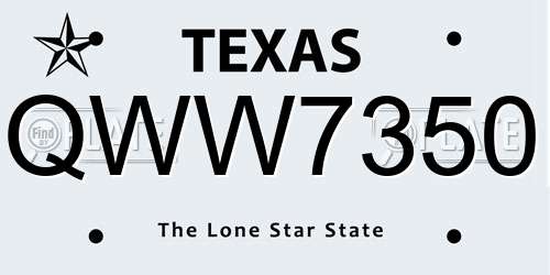 QWW7350 Texas License Plate