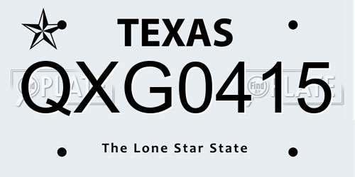QXG0415 Texas License Plate
