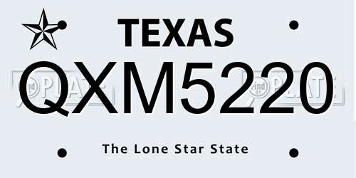 QXM5220 Texas License Plate